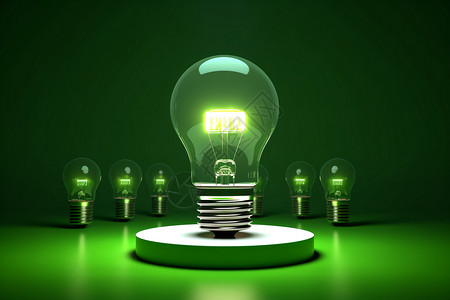 灯泡照明绿色的灯泡插画