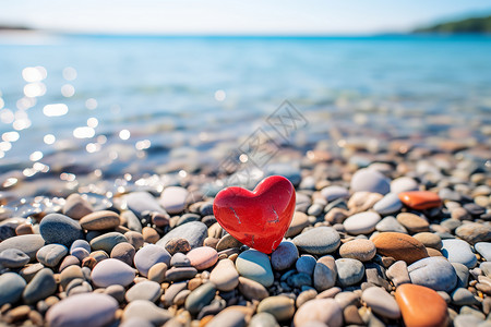 石头带爱素材爱在海滩背景