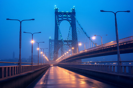 灯火通明的大桥图片
