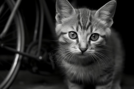 猫咪黑白框黑白的小猫背景
