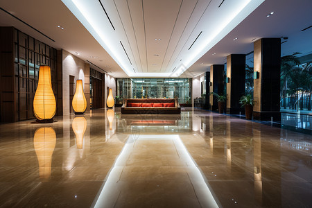 现代豪华酒店大堂背景图片