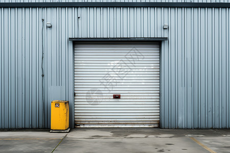 仓库建筑入口的金属门图片