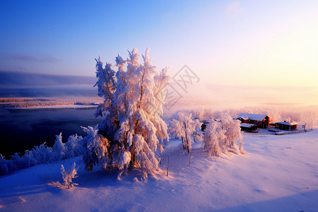 冬天晶莹剔透的雪景图片