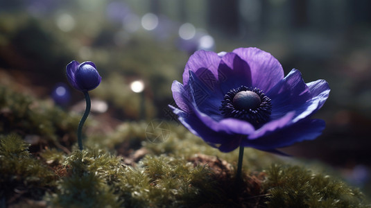 森林里的紫色小花图片