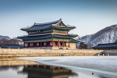 韩国传统建筑背景图片