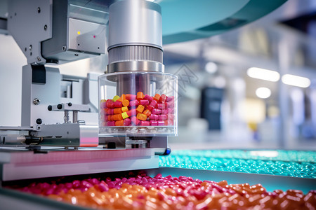 糖果工厂素材机器智能分配药丸背景