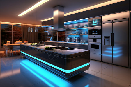 智能橱柜智能的厨房背景