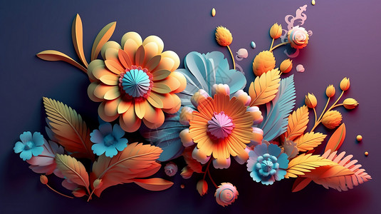 美丽的3D花朵背景图片