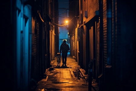 夜晚路人黑暗的道路背景