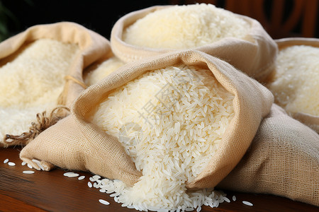 麻袋里的生米背景图片