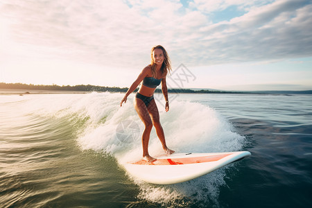 冲浪的女孩踩滑板的女孩背景