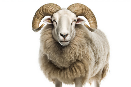 羊角白羊的正面图设计图片