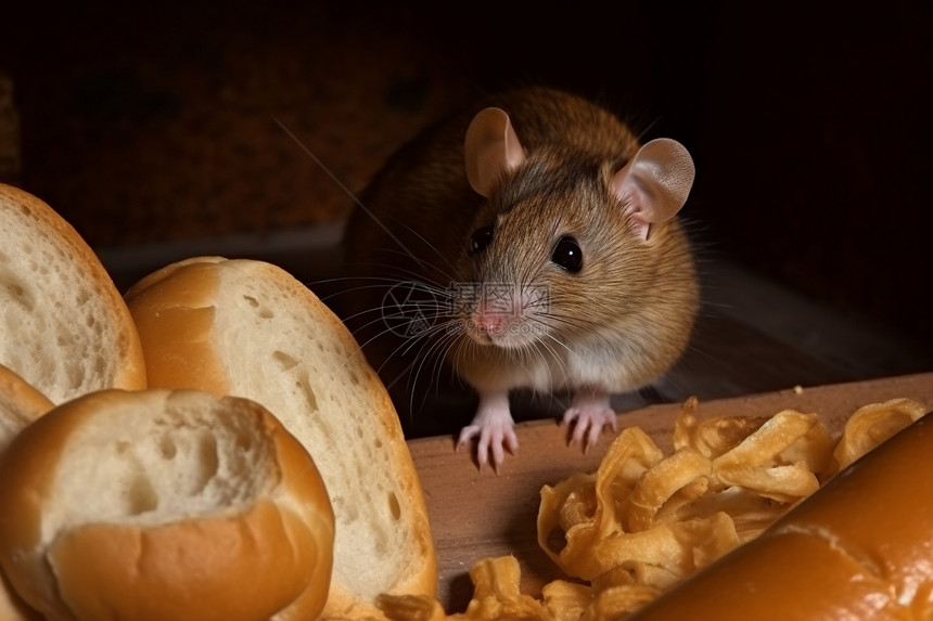 偷吃面包的老鼠图片