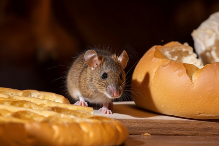 老鼠偷吃老鼠在厨房背景