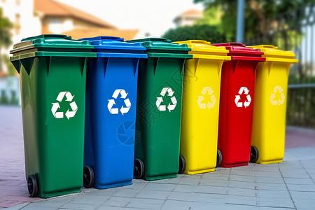 塑料桶彩色的垃圾桶背景