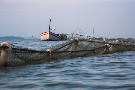 纠缠的渔网渔船纠缠高清图片