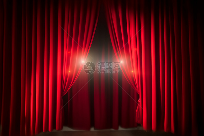 剧院天鹅绒舞台窗帘图片