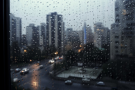 下雨中的城市背景图片