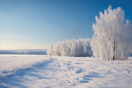 被雪覆盖的树林高清图片