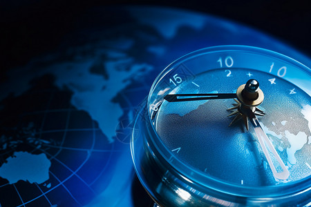 时针转动放在地球上的钟表设计图片