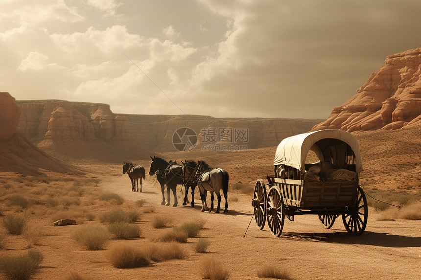 沙漠货运马车图片