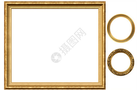 椭圆形花纹图框华丽金色的相框设计图片