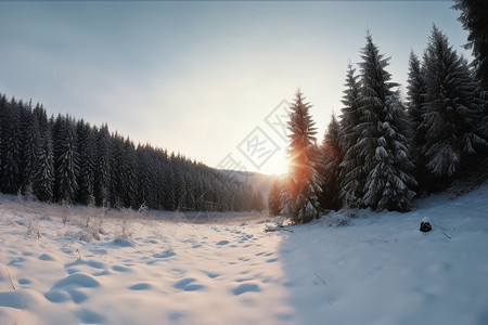 乡村冬天美景图片