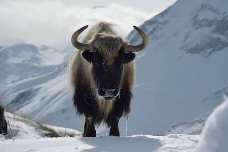 雪山上的牦牛高清图片