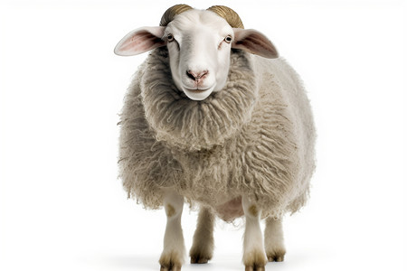 白色背景上的绵羊高清图片