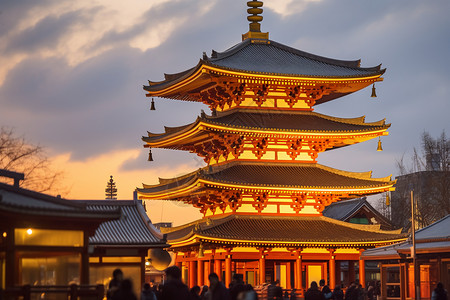 东京著名建筑著名的寺庙建筑背景