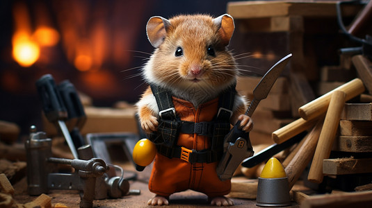 动物表情包仓鼠仓鼠正在当木匠设计图片