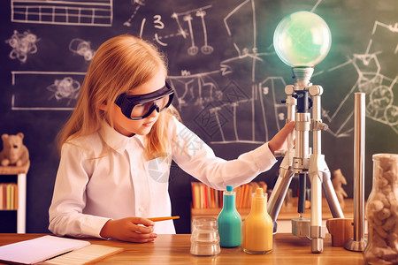 看望远镜小孩科学实验的小孩设计图片