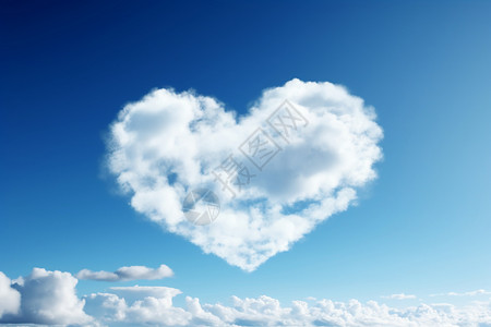心形云彩蓝天中的心形云朵设计图片