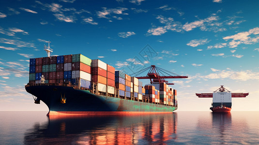 国际集装箱国际物流中的货运船设计图片