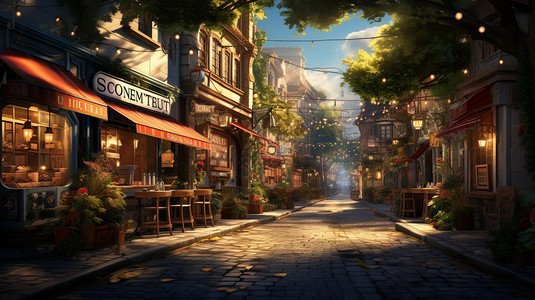 美食街的风景背景图片