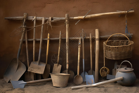 工具铁锹古代农具背景