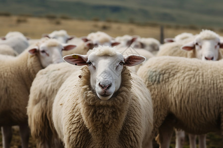 田野里的单羊农村里的白羊背景