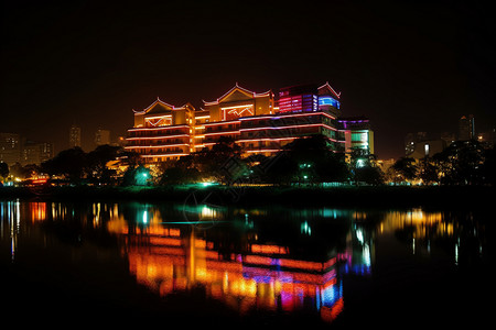 城市建筑景观的夜景图片