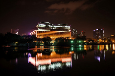 夜晚的城市建筑景观图片