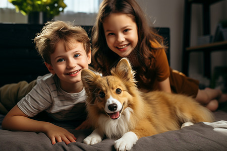 孩子和狗背景图片