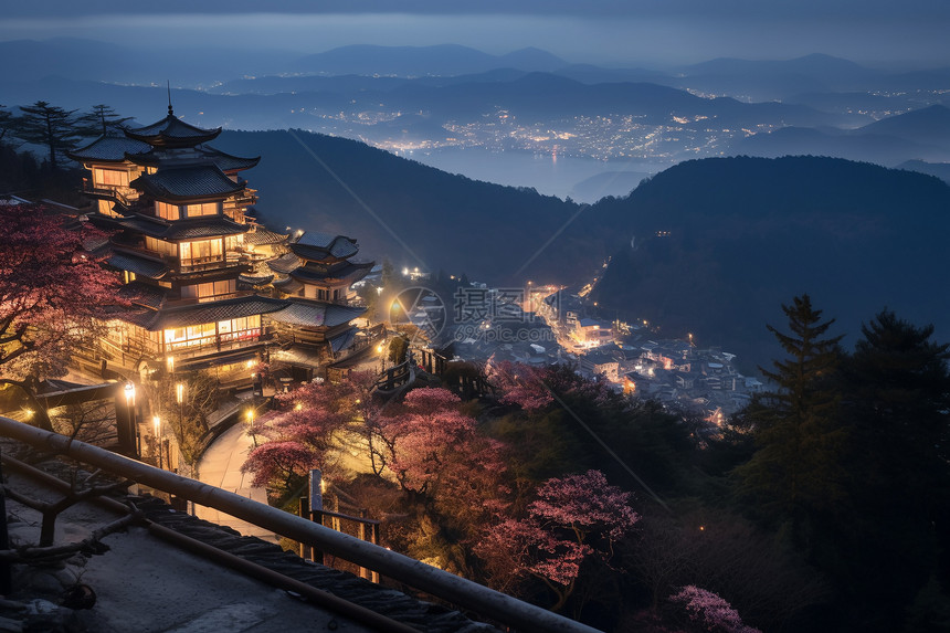 夜晚灯火透明的城市景观图片