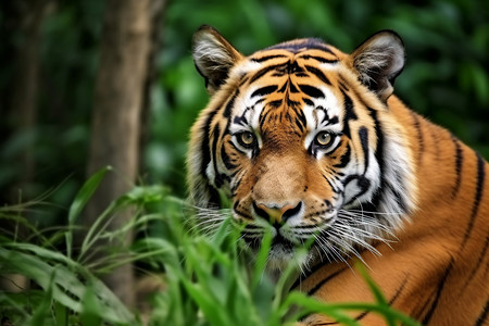 野生动物园中的老虎背景图片