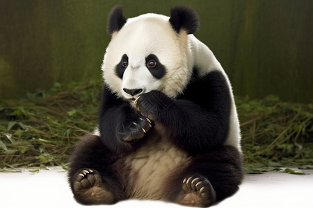 吃竹子的大熊猫背景图片