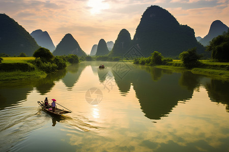 阳朔玉龙江的美丽景色图片