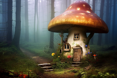 森林里的蘑菇屋图片