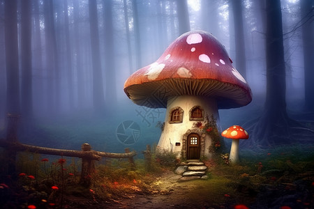 童话蘑菇屋背景图片