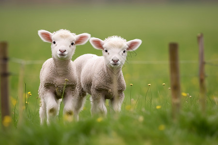 可爱小羊卷轴草地上的动物小羊背景