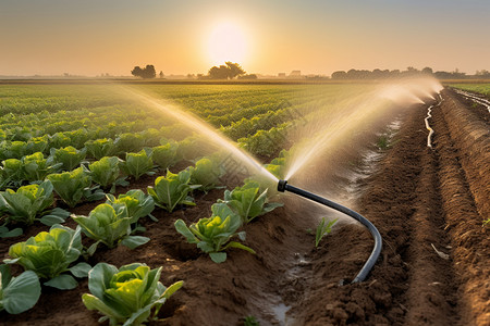 灌溉用水用水管给蔬菜浇水背景