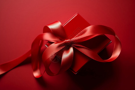 丝绸带红色礼品盒的图背景