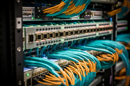 电缆连接着的服务器背景图片